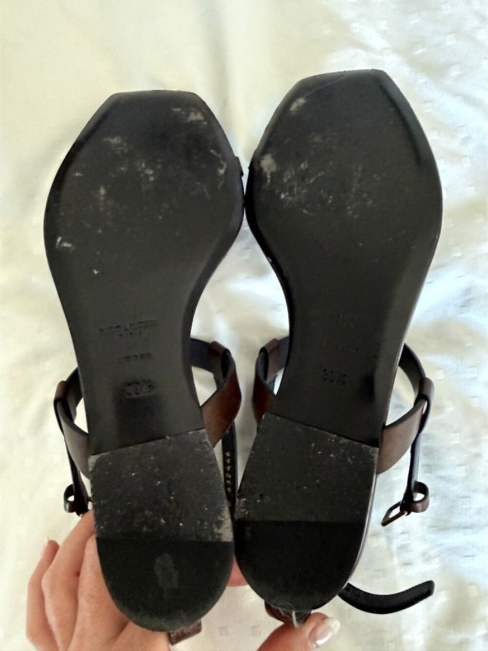 Saint Laurent Cassandra YSL Logo T Strap Toe Ring Sandal Brown Size 39.5 - Picture 9 of 16